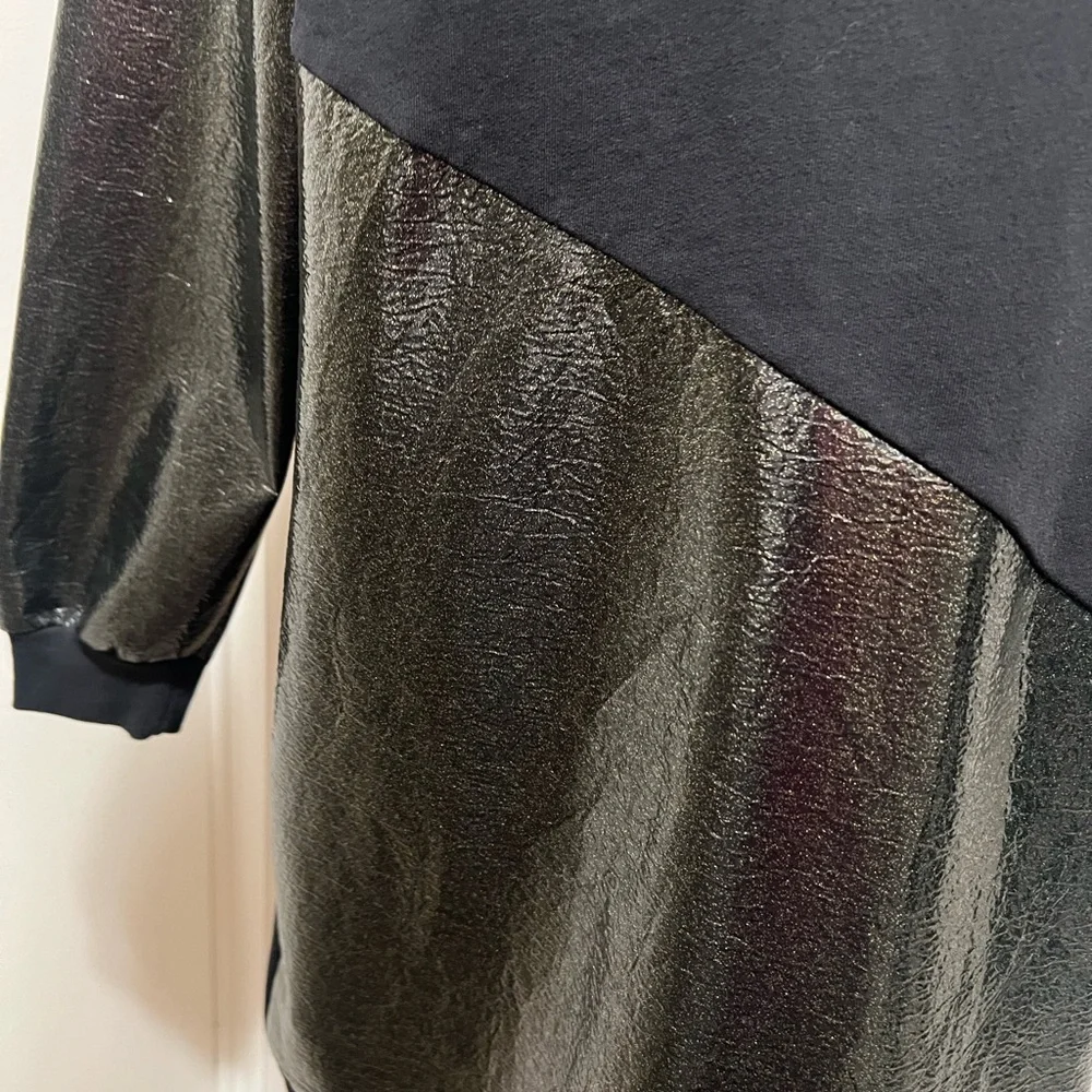 ASOS Women Size 6 Black Long Sleeve Hooded Dress/ Hoodie Metallic New - Picture 3 of 9